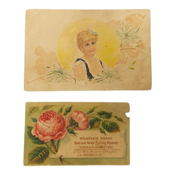 Victorian Trade Cards Woods Palatable Chill Tonic Western Remedy Advertisement - Picture 1 of 8